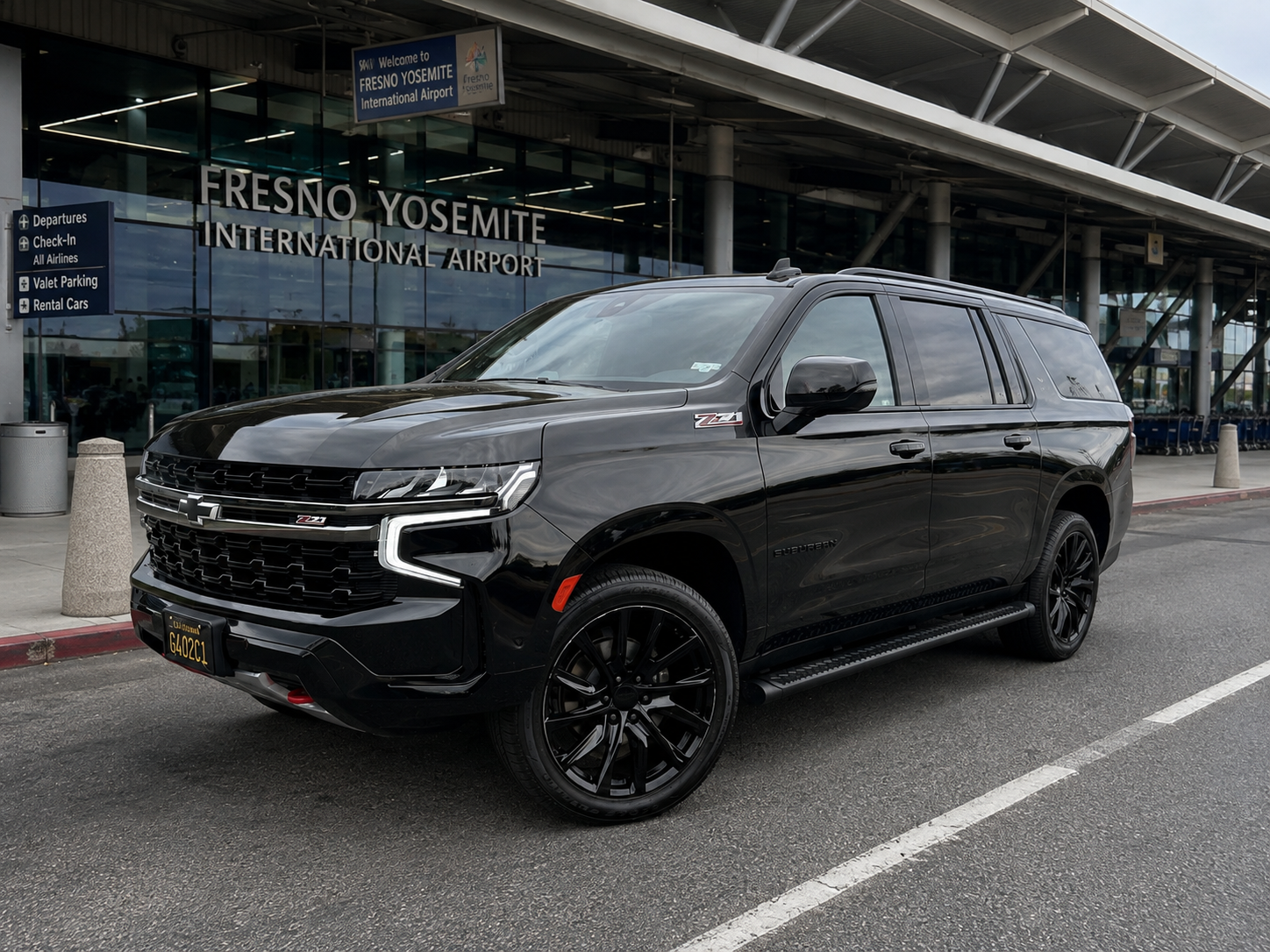 Black Chevrolet Suburban Z71 at Fresno Yosemite International Airport